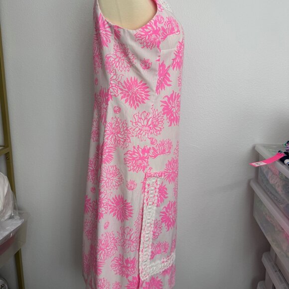 Lovely "The Lilly" Lilly Pulitzer Pink Floral Dress Crochet Detail Vintage Sz 14 - Picture 6 of 16
